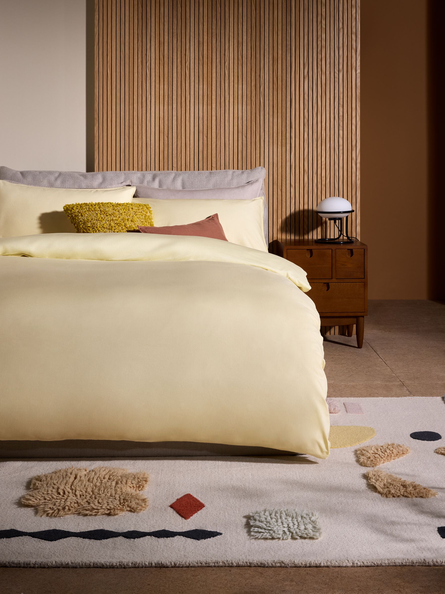 Cosy Washed Cotton Duvet Cover and Pillowcase Set in Buttermilk Yellow