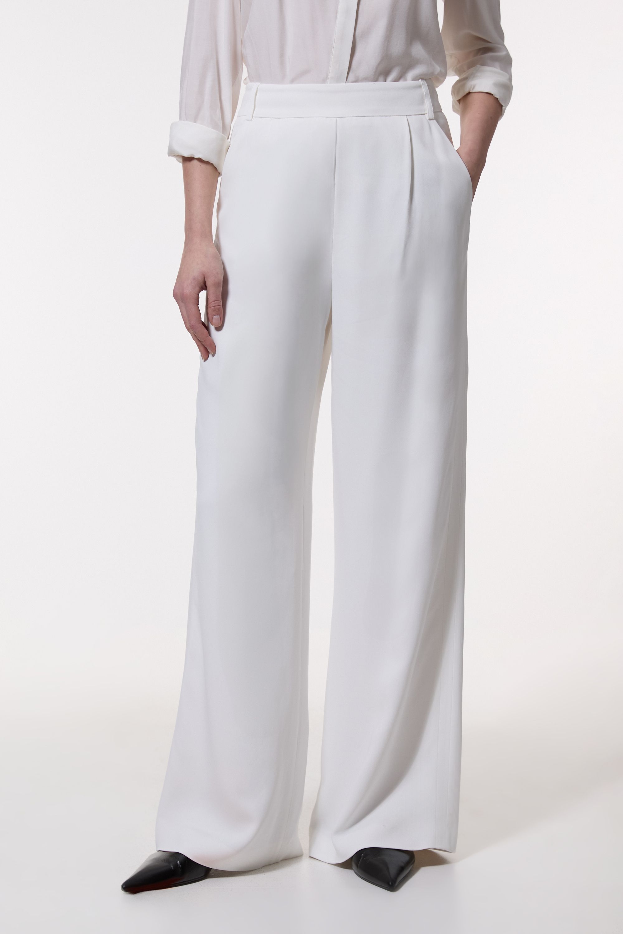 KarenMillen Compact Stretch Viscose Wide Leg Tailored Trouser
