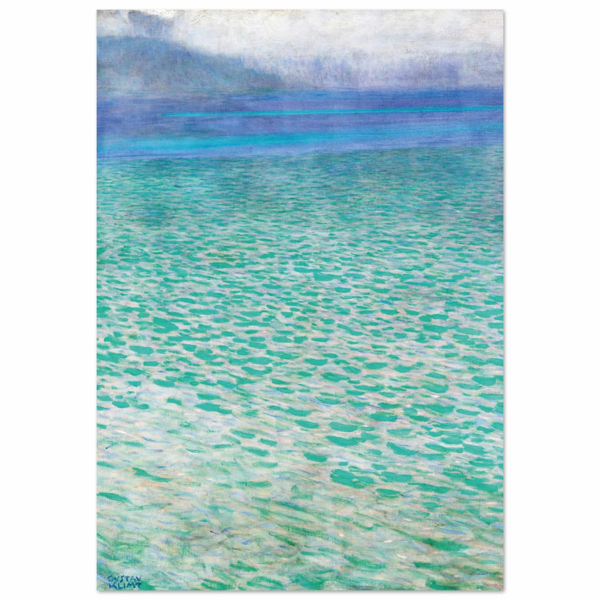 Artfulprints Poster Gustav Klimt - Attersee  - 70x100 cm - Turquoise