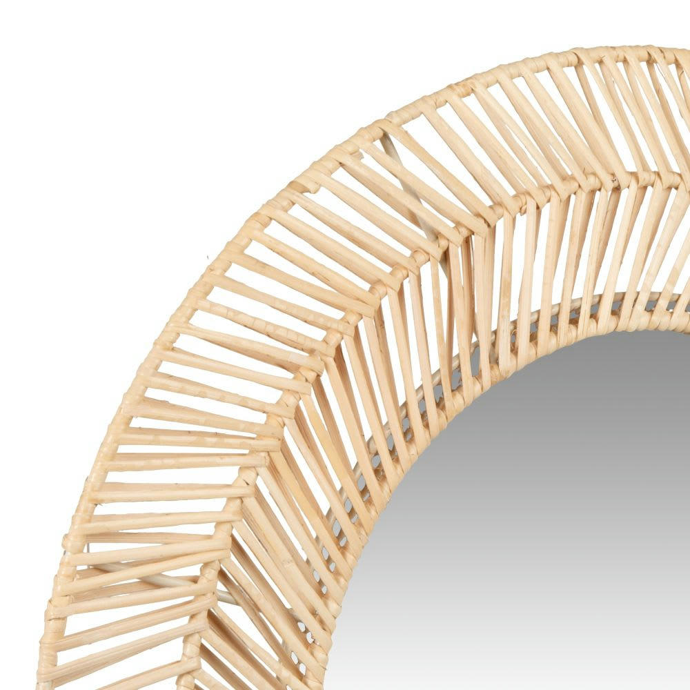 MIRABEL - Miroir rond en rotin tressé beige D42