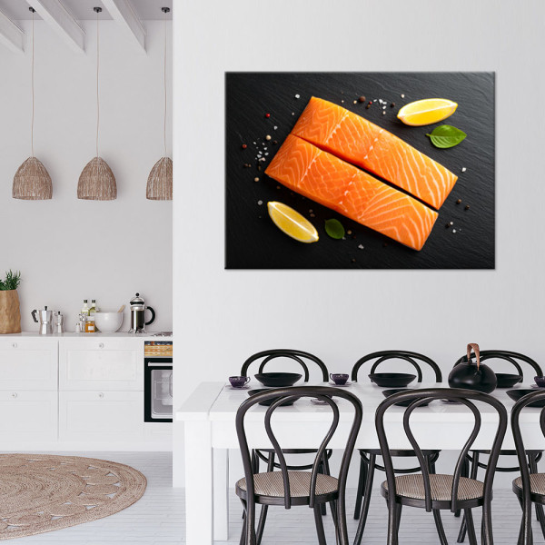 Obraz do kuchni restauracji baru, Łosoś ryba natura 30x20
