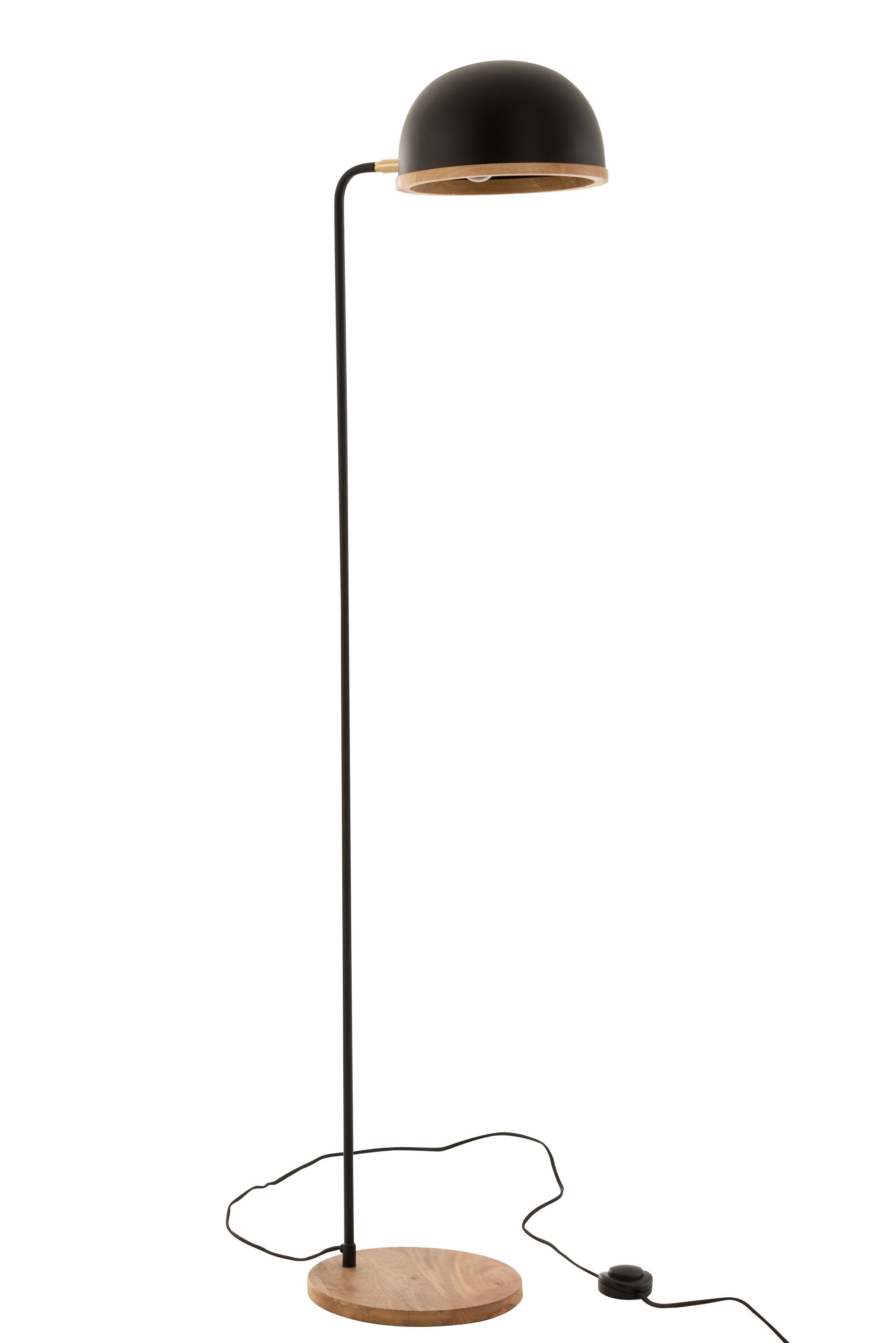 J-Line vloerlamp Evy - ijzer/hout - zwart/naturel