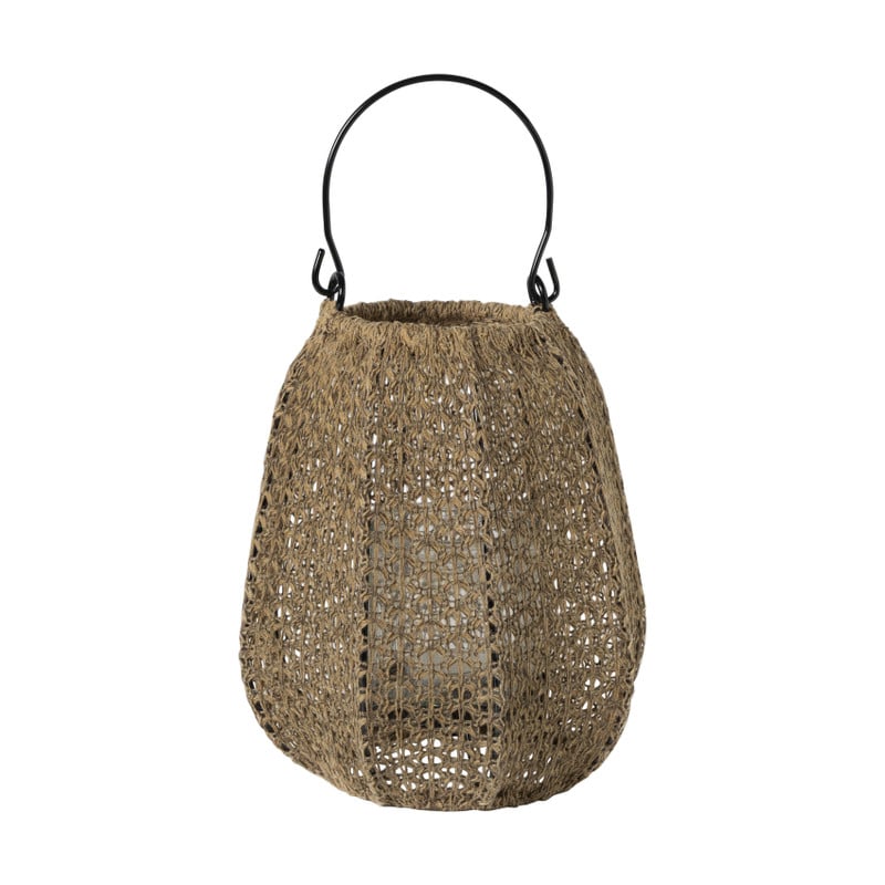 Windlicht gevlochten Petra - bruin - &Oslash;18x20 cm
