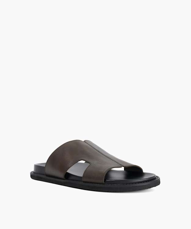 Ishaa Brown - Leather Slip On Sandals