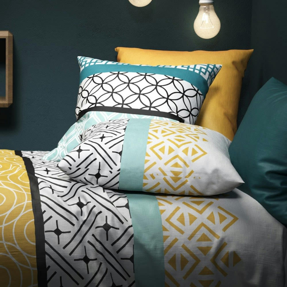 CITE D OR - Parure housse de couette coton bleu 240x260 cm