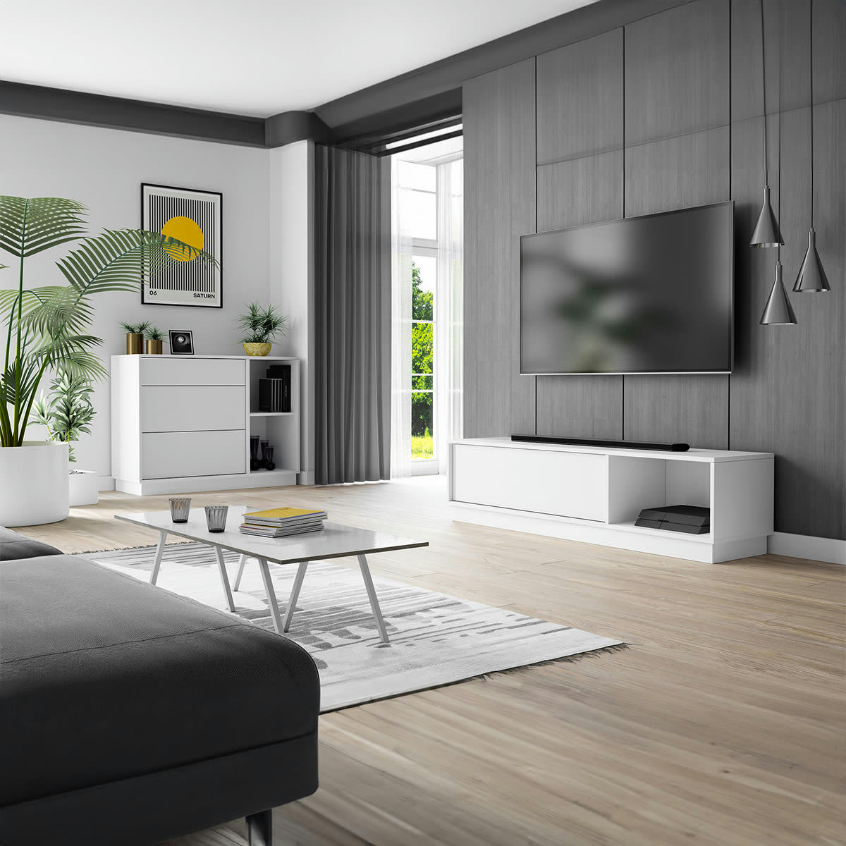 - Ensemble salon 2 pièces blanc