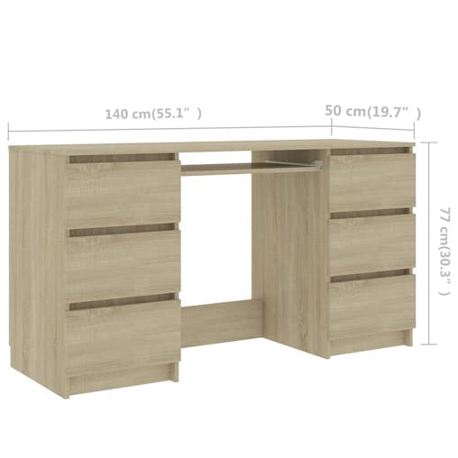 NNEVL Writing Desk Sonoma Oak 140x50x77 cm Chipboard