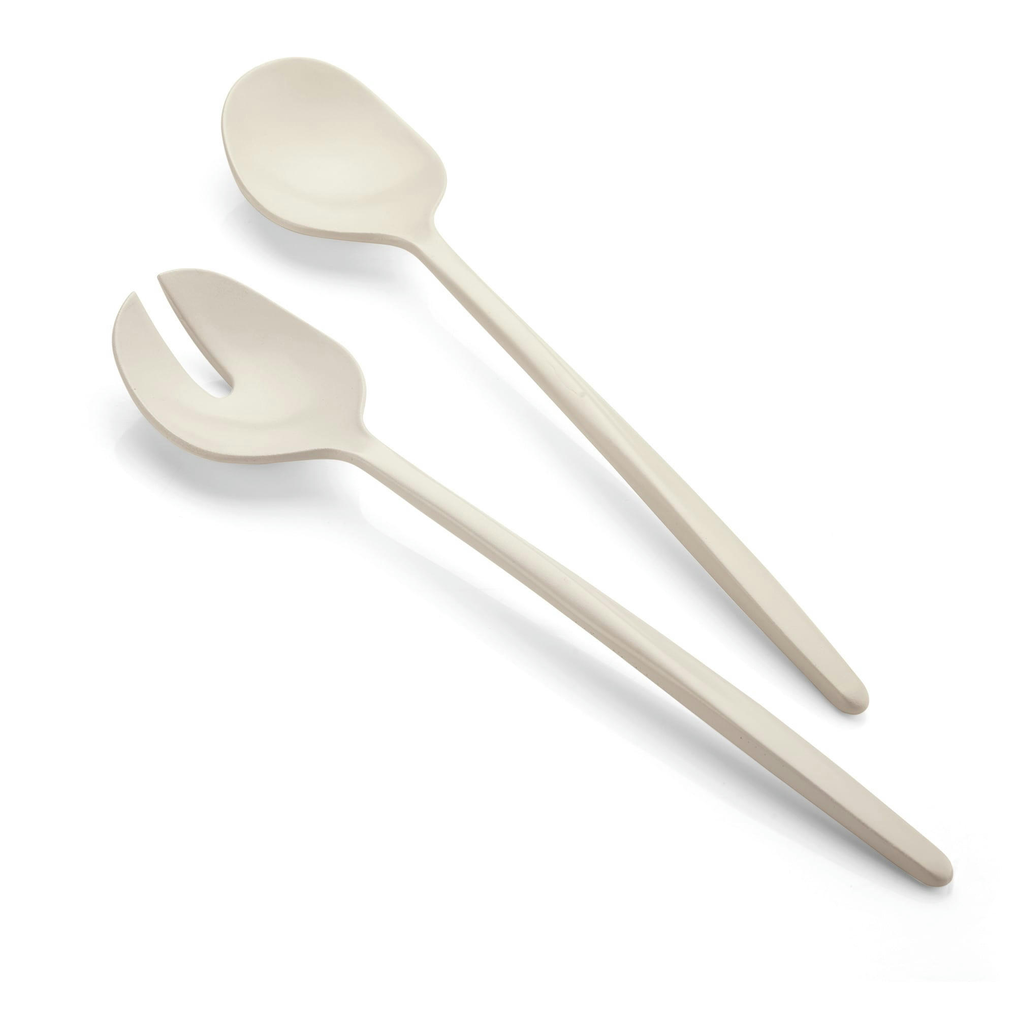 TIERRA - Couverts à salade en plastique recyclé blanc 28 cm