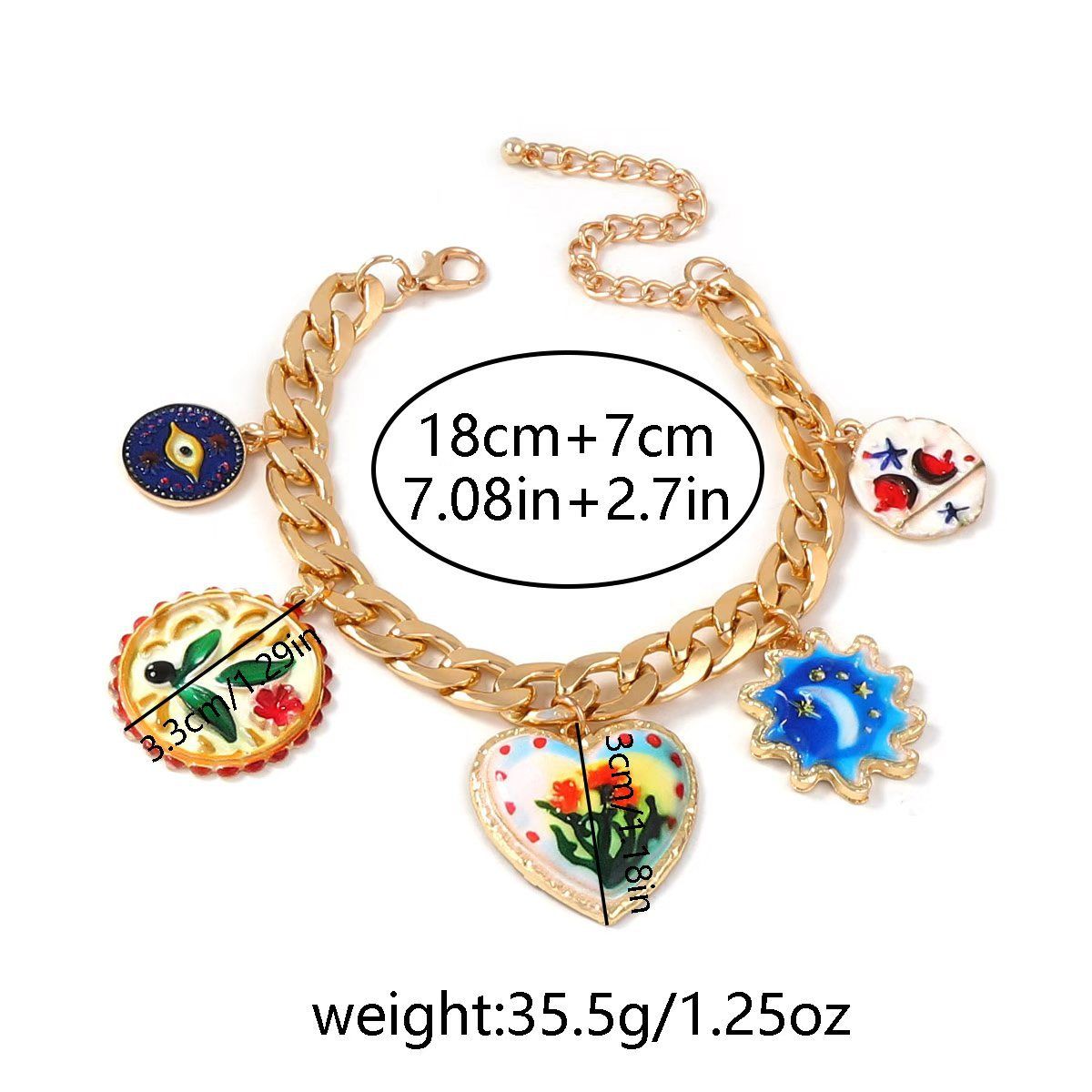 PEACH ACCESSORIES Colorful Mediterranean Enamel Charm Bracelet