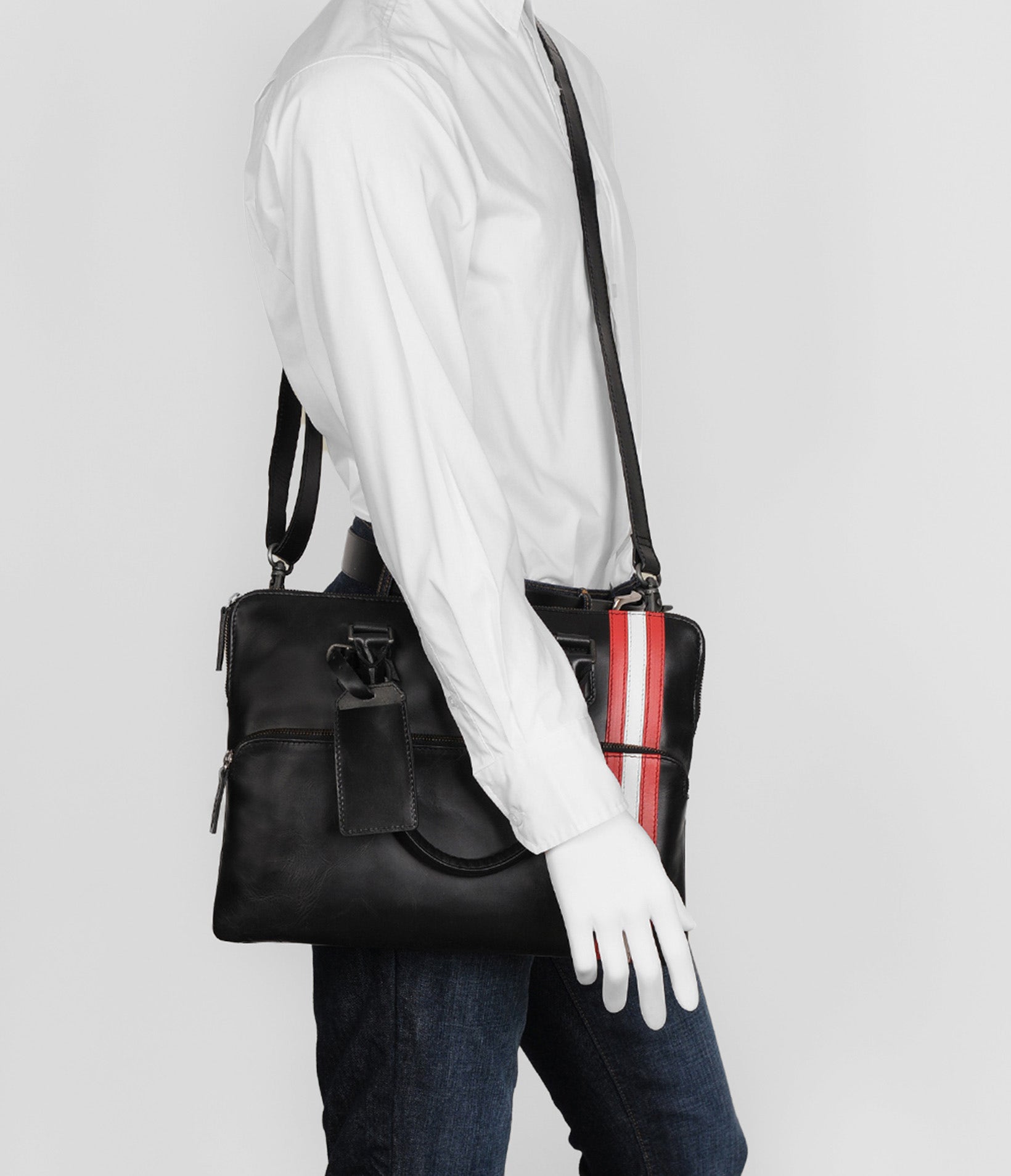 Indianapolis Leather Briefcase With Stripe