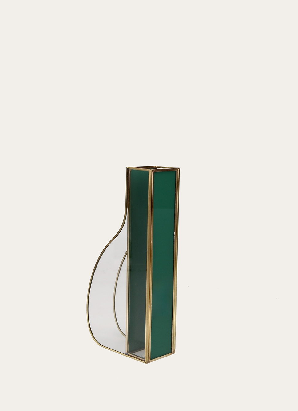 VASE EN VERRE AVEC PARTIES TRANSPARENTES ET COLORÉ vert