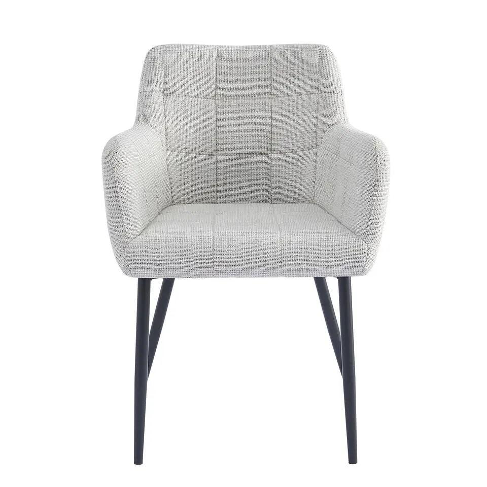 Livingfurn - Eetkamerstoel Bronco - Greige - Stof - Set van 2