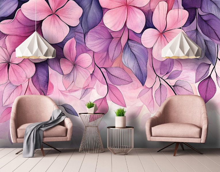 Fototapeta Kwiaty Różowe Fiolet Sypialnia Salon Tapeta Flizelina 250X175