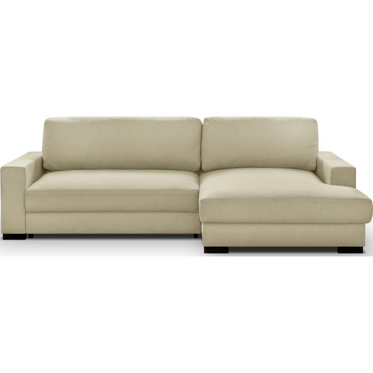 ARTY - Canapé d'angle à droite convertible 3 places en tissu beige