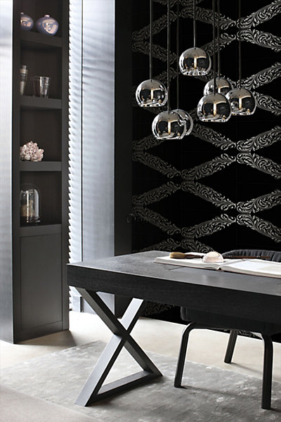 Origin Wallcoverings papier peint ornement noir mat et gris 53 cm x 10.05 m