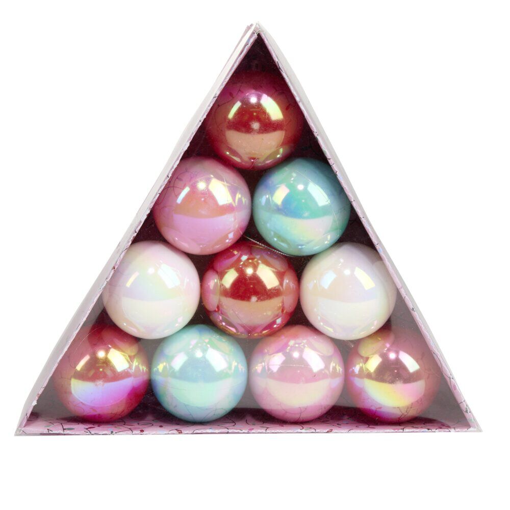 Boule de No&euml;l x10 disco pastel irisées Ø6cm