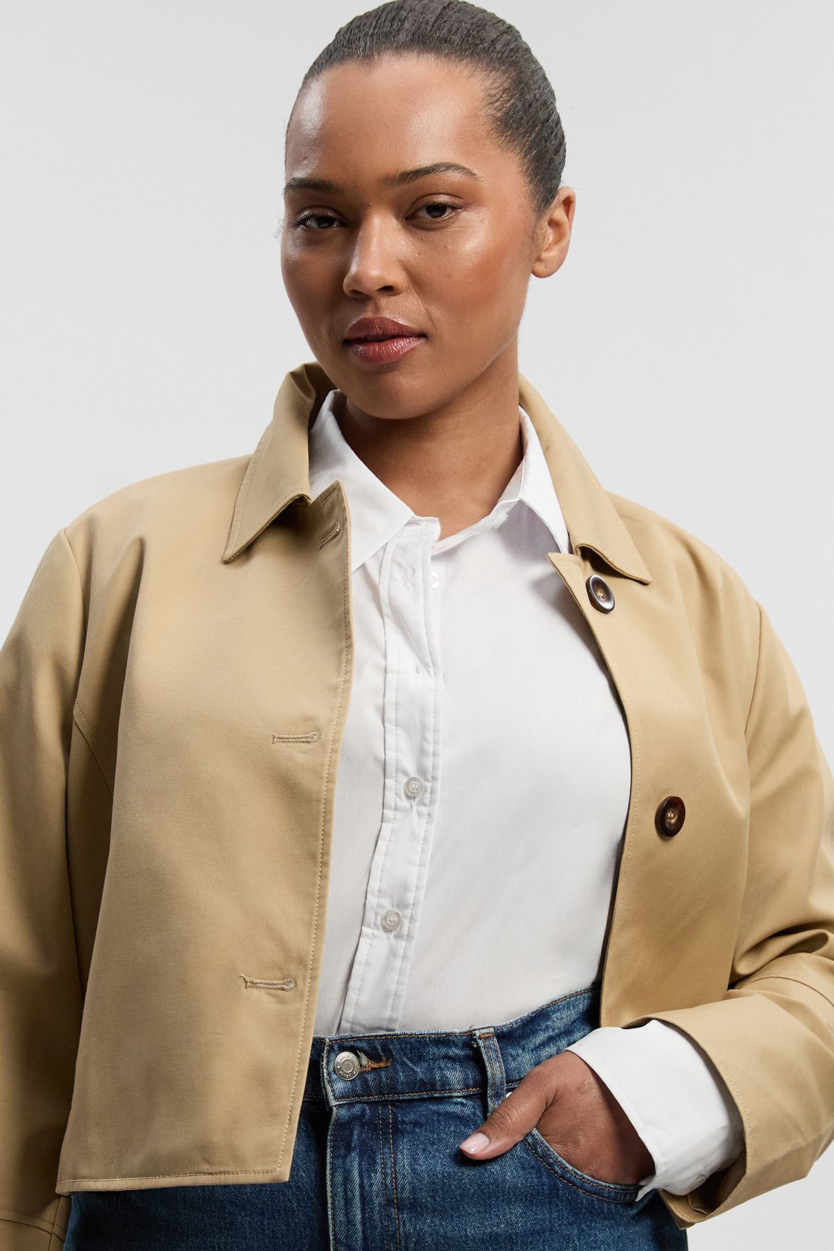 KarenMillen Plus Size Tailored Cotton Button Through Shirt