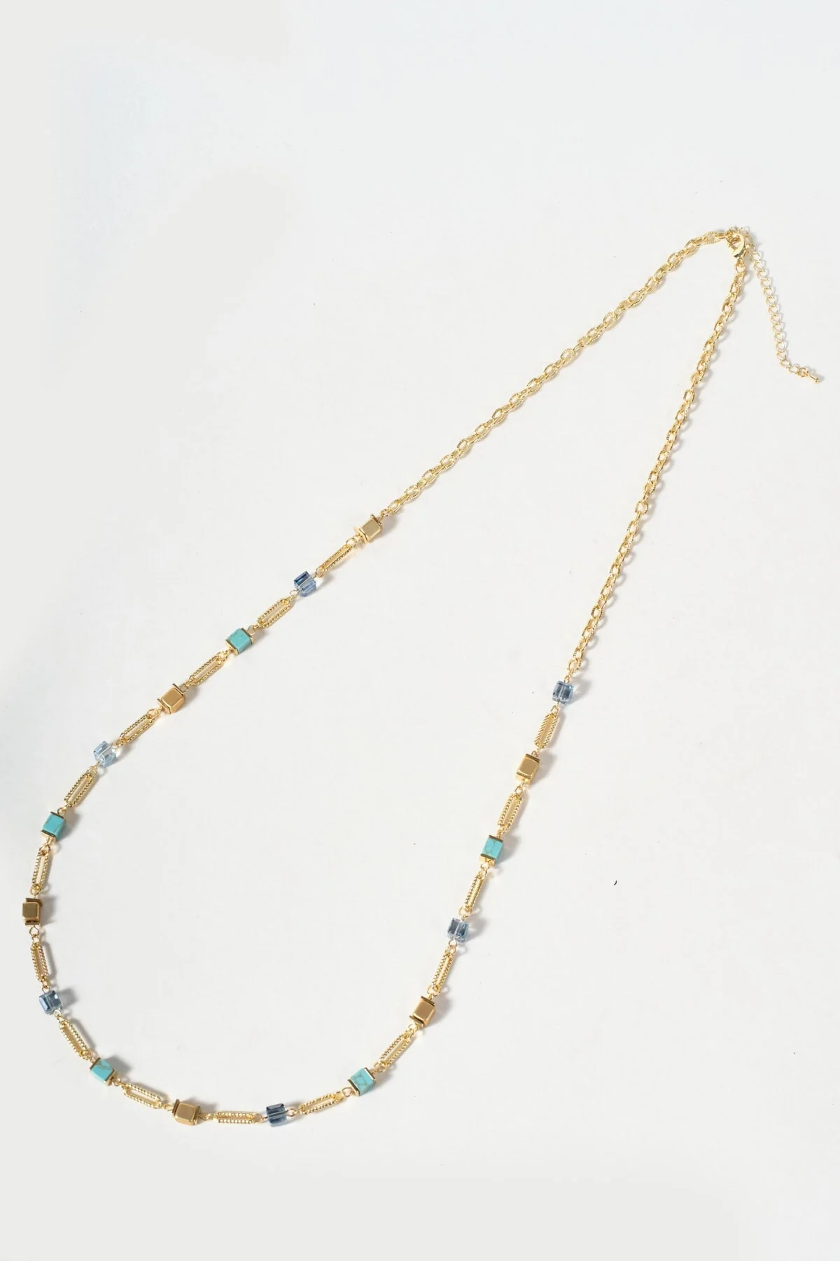 Blue Cube Beaded Necklace
