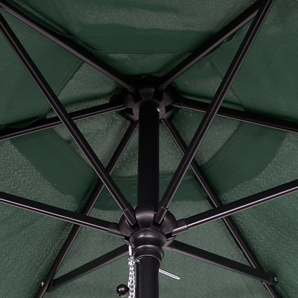 Parasol 196 cm, Six Pans, avec Manivelle, Vert, pour Jardin et Terrasse
