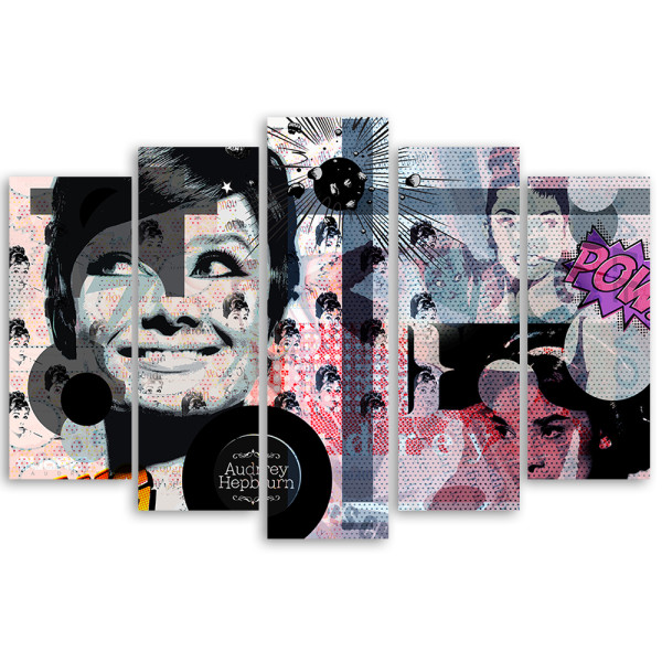 Feeby Obraz 5 częściowy na płótnie Audrey Hepburn Aktorka