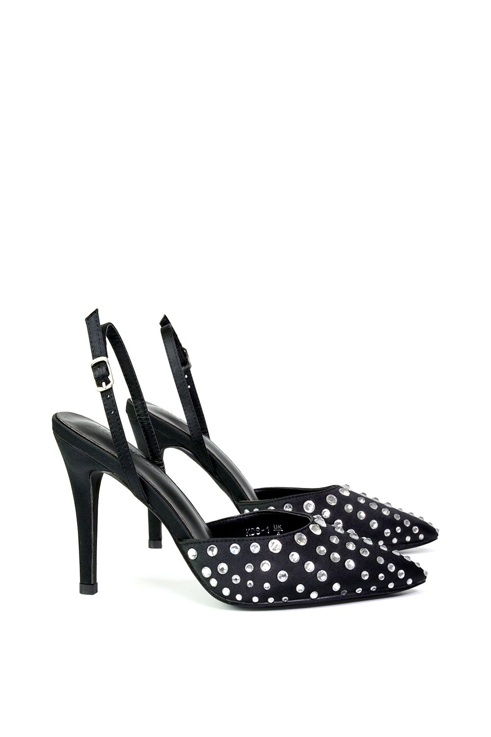 XY London Shelly' Strappy Slingback Pointed Toe Diamante Stiletto Bridal Heels