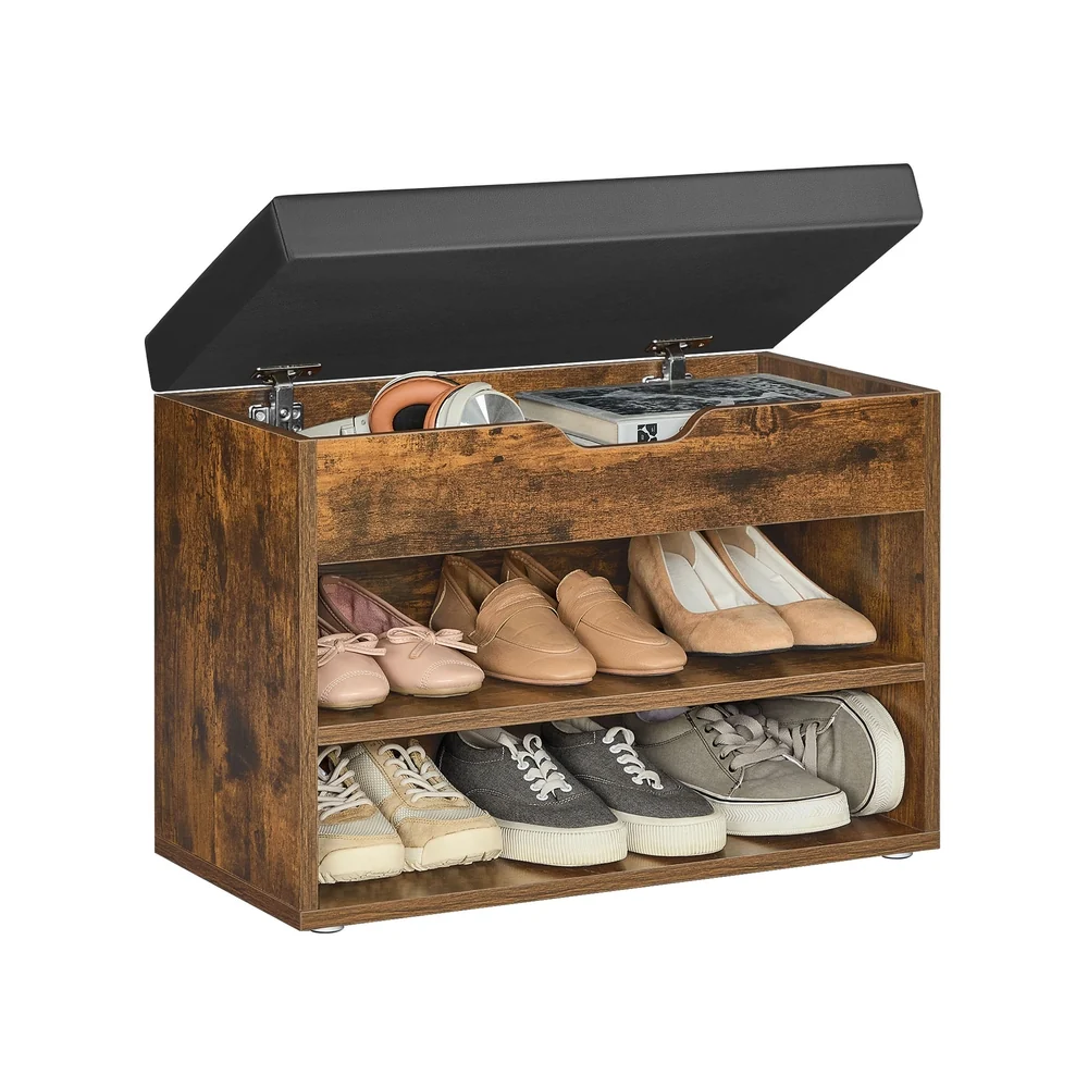 Banc à chaussures avec 3 compartiments