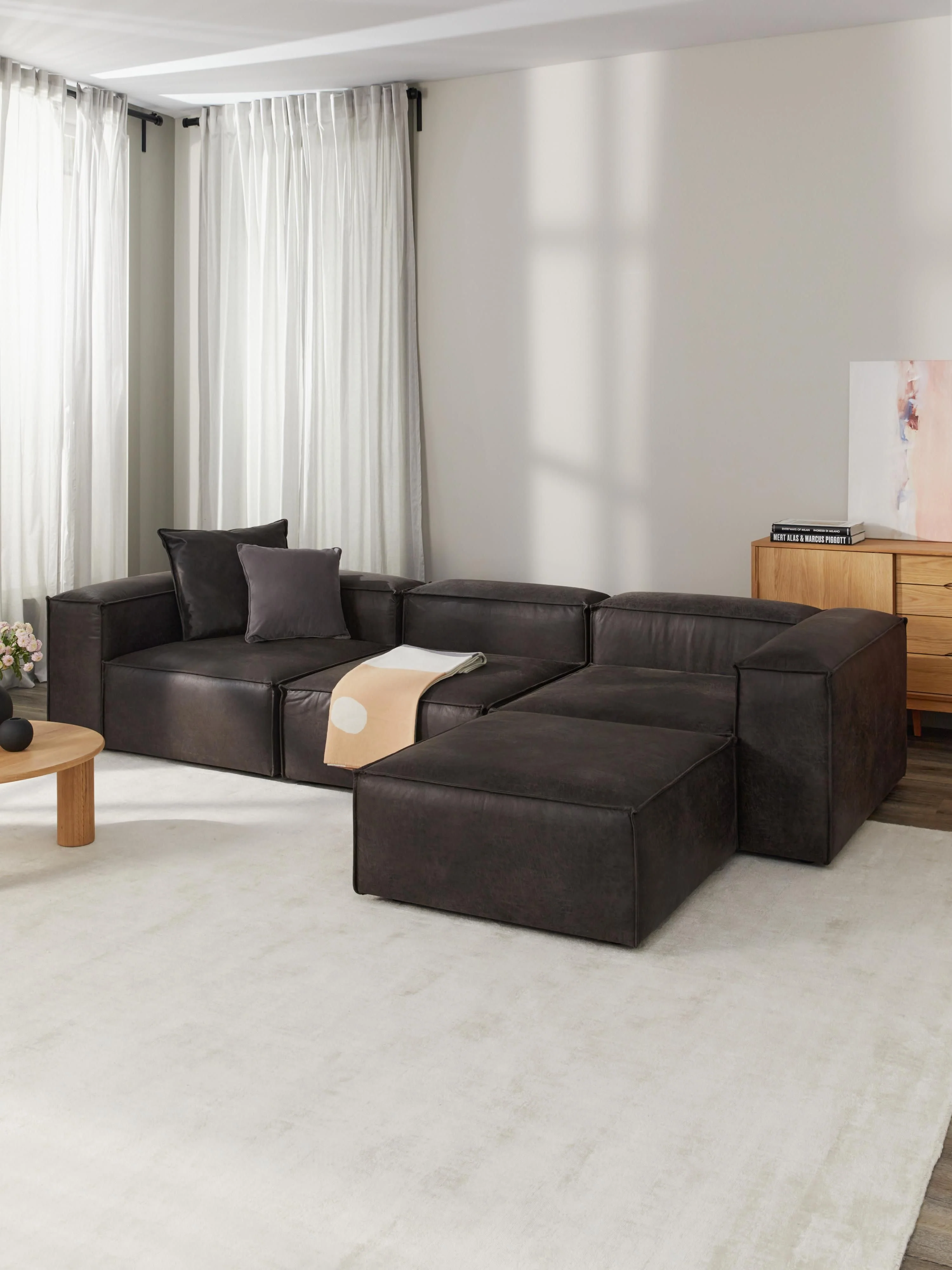 Sofa-Hocker Lennon aus recyceltem Leder