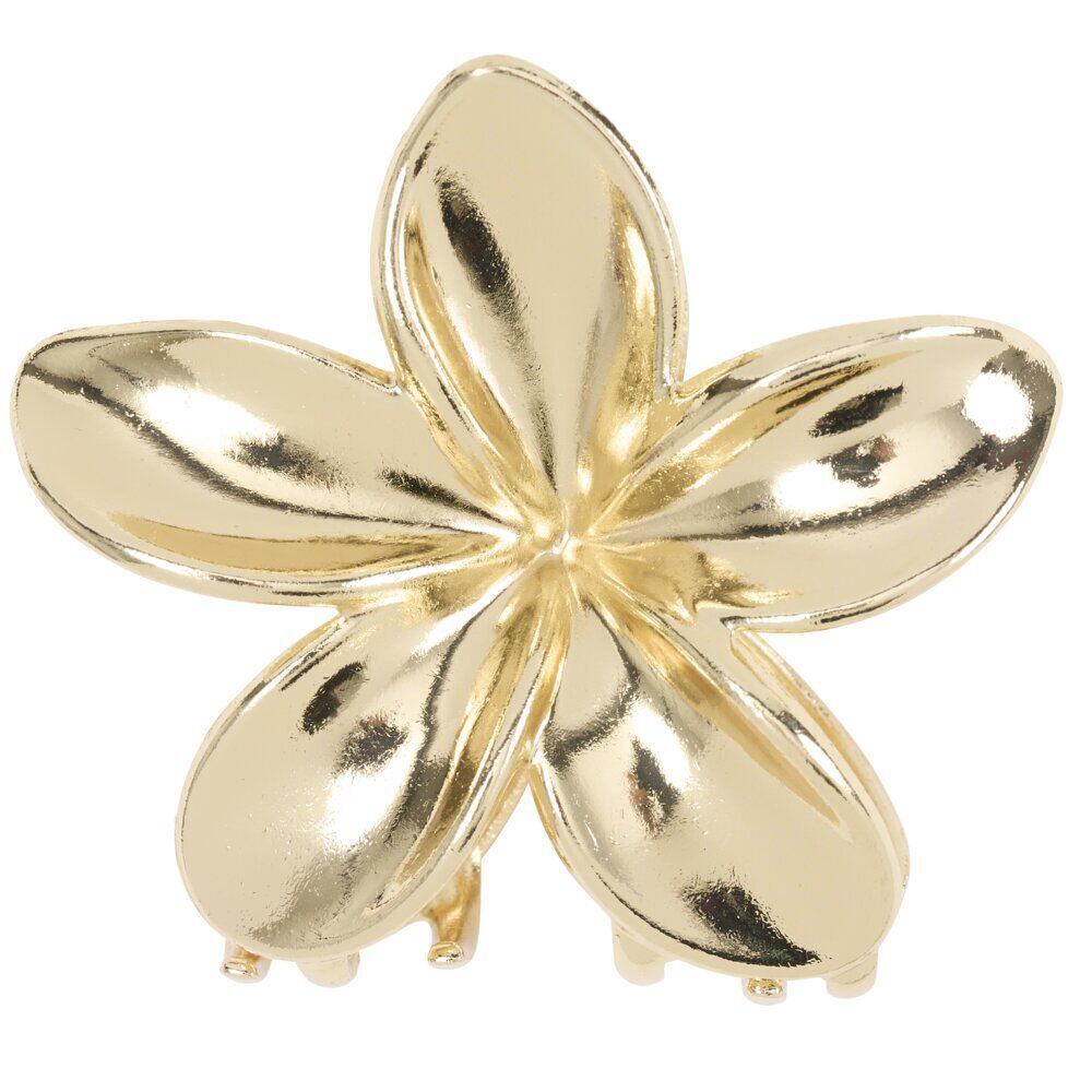 Pince cheveux fleur de tiaré métal doré Ø5cm