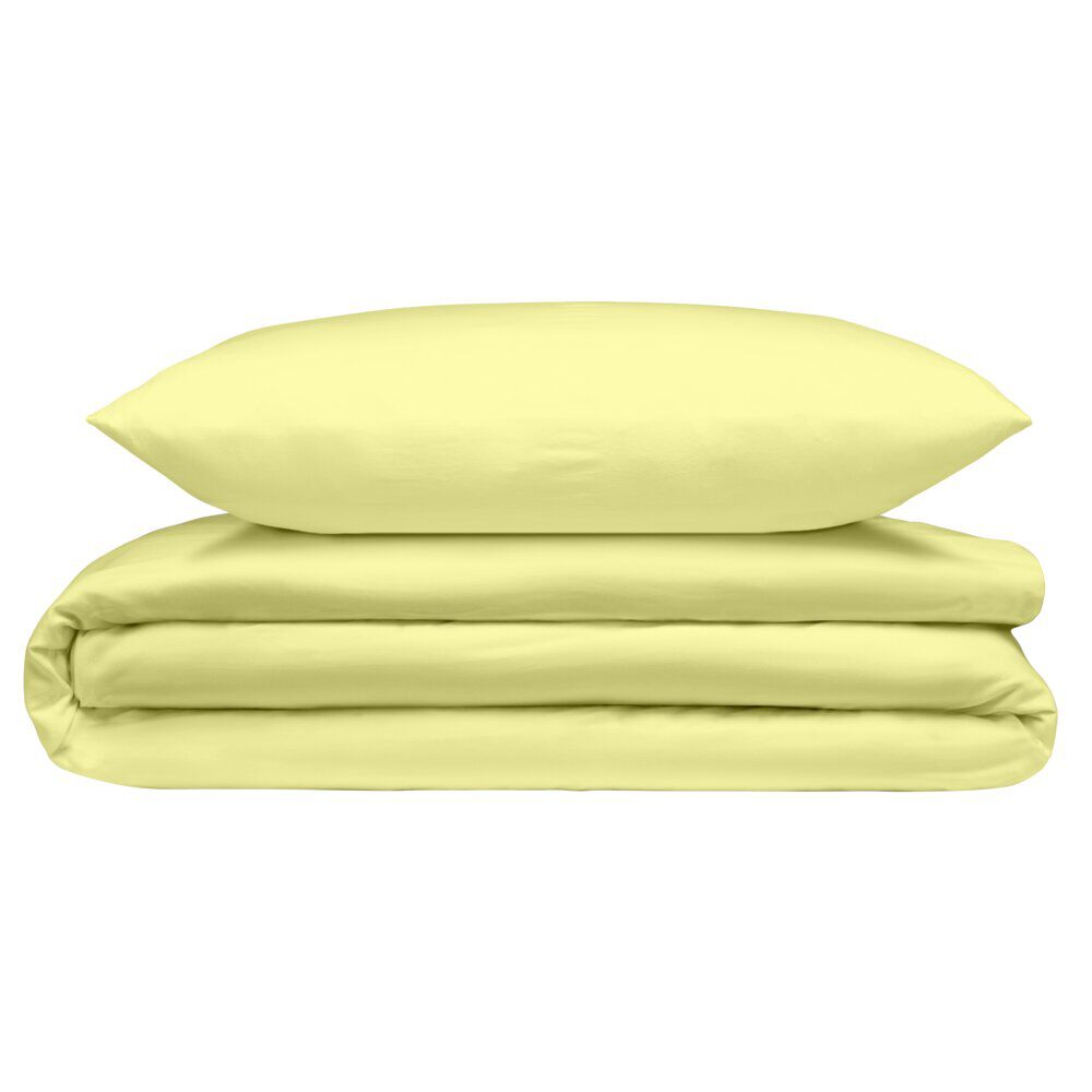 Parure de lit 1 personne 140x200cm avec taie polyester uni jaune