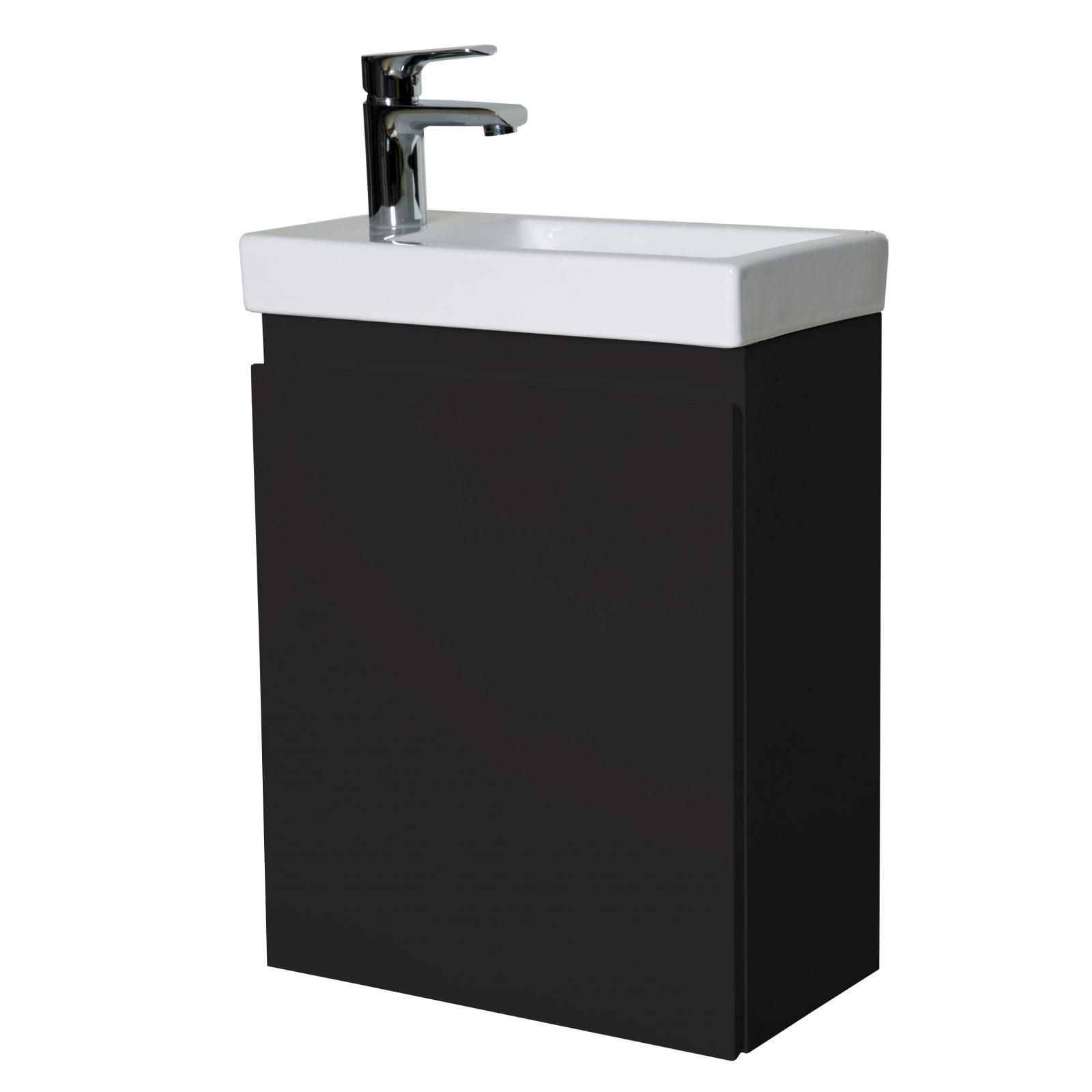 LISA - Meuble lave-mains  noir + robinet chromé