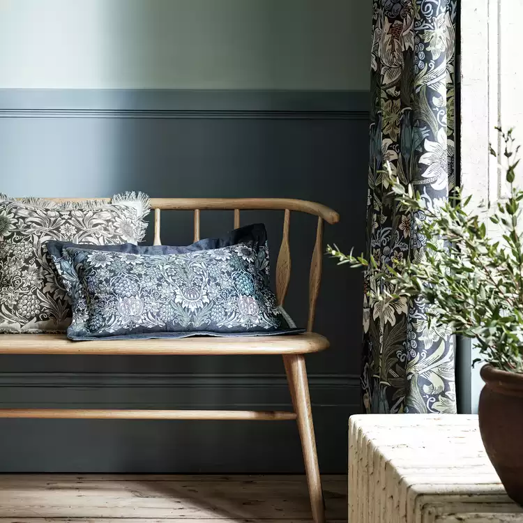 Habitat x Morris & Co. Sunflower Velvet Cushion - Navy