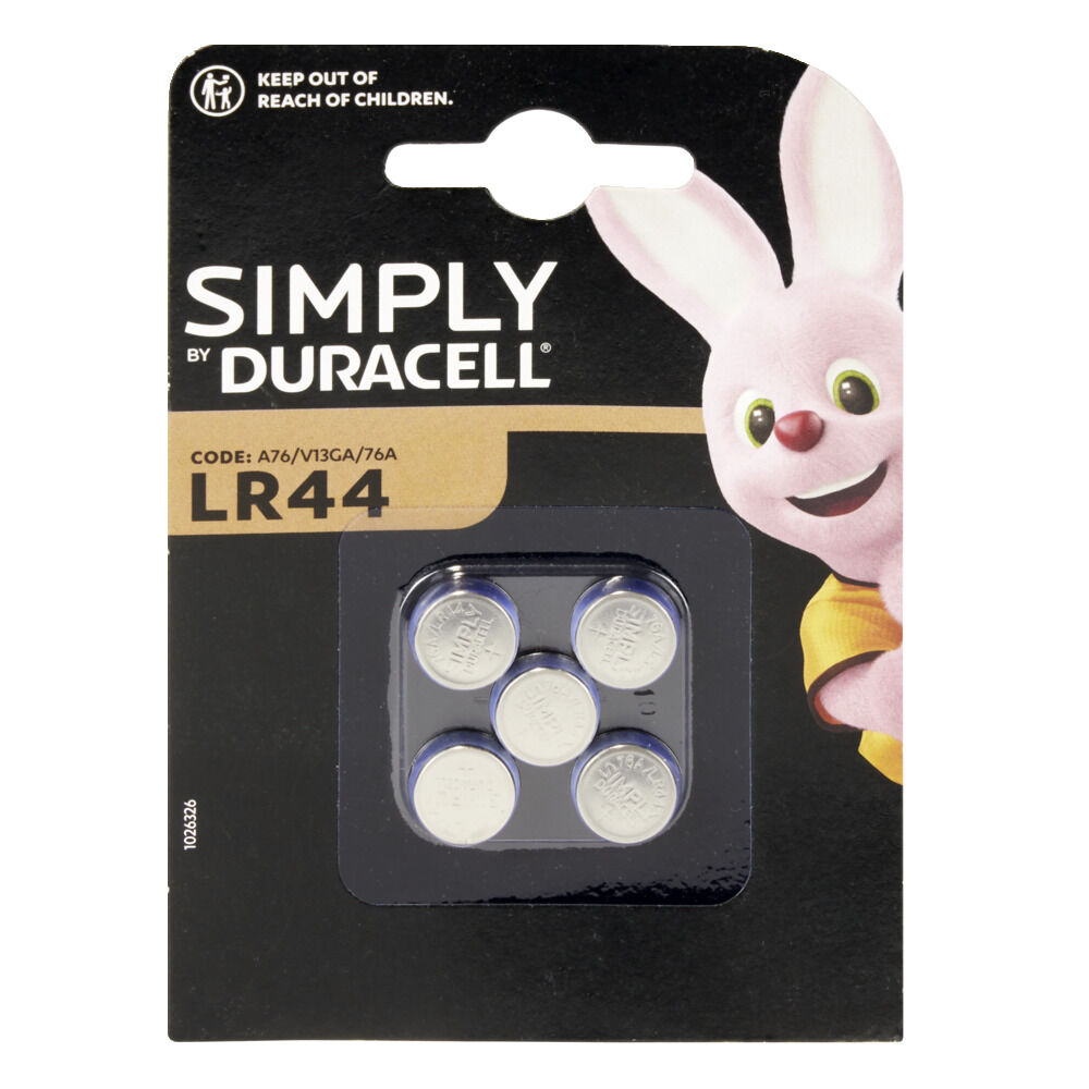 Pile LR44 x5 Duracell