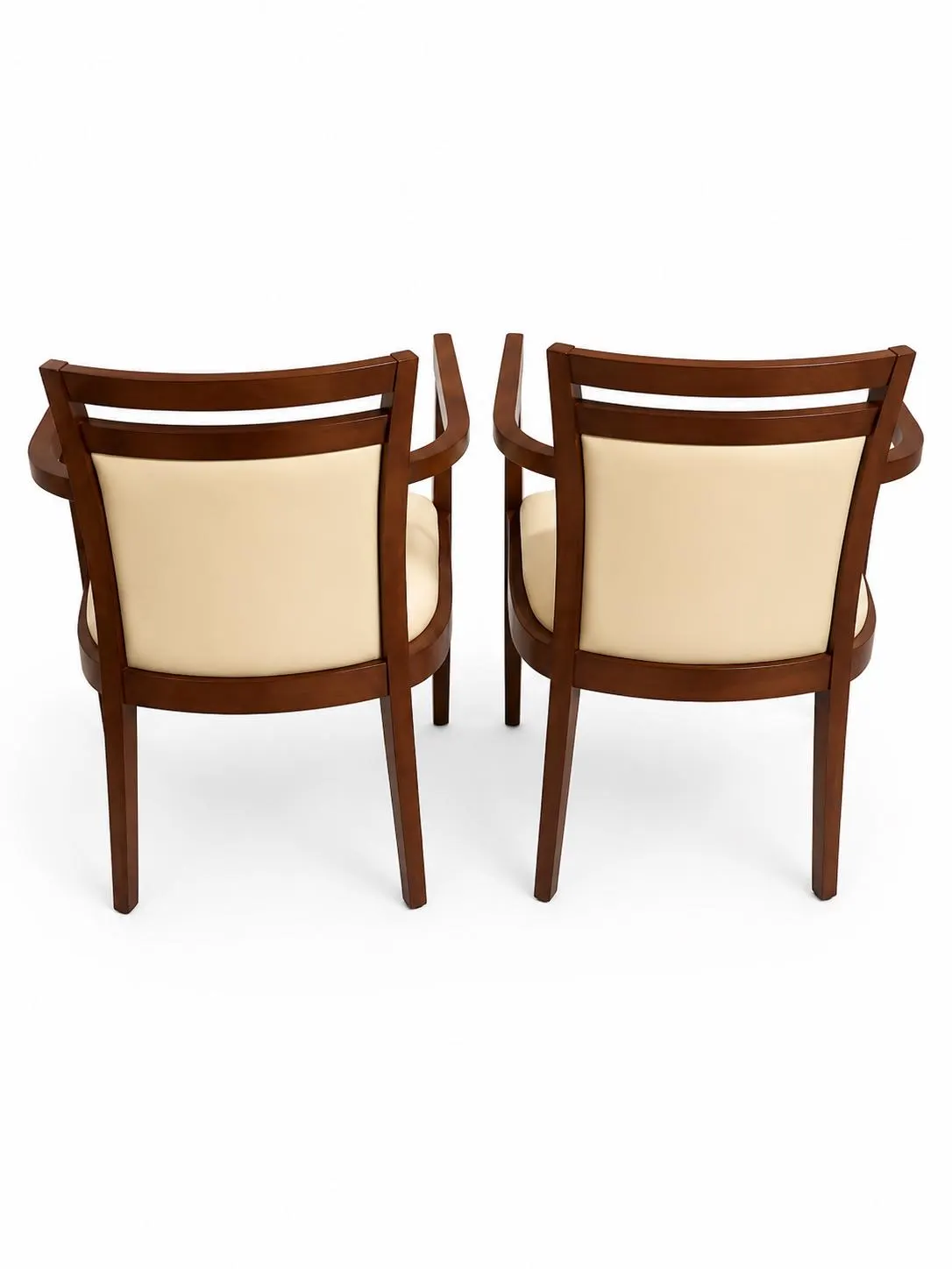 Mid-Century Modern Style Wood Guest Chairs | Pair of Upholstered Office or Dining Armchairs