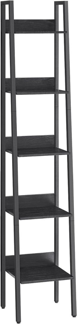 Wąska Półka Drabinkowa 5-Poziomowa Rustykalny Brąz/Czarny 170 cm