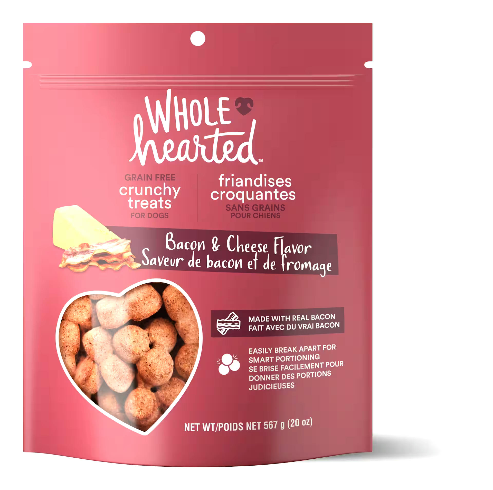 WholeHearted Grain Free Bacon & Cheese Flavour Dog Treats, 567-g