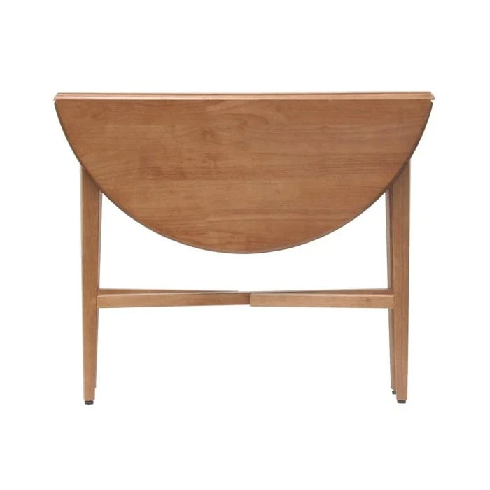 42 light oak beige round wooden drop leaf dining table