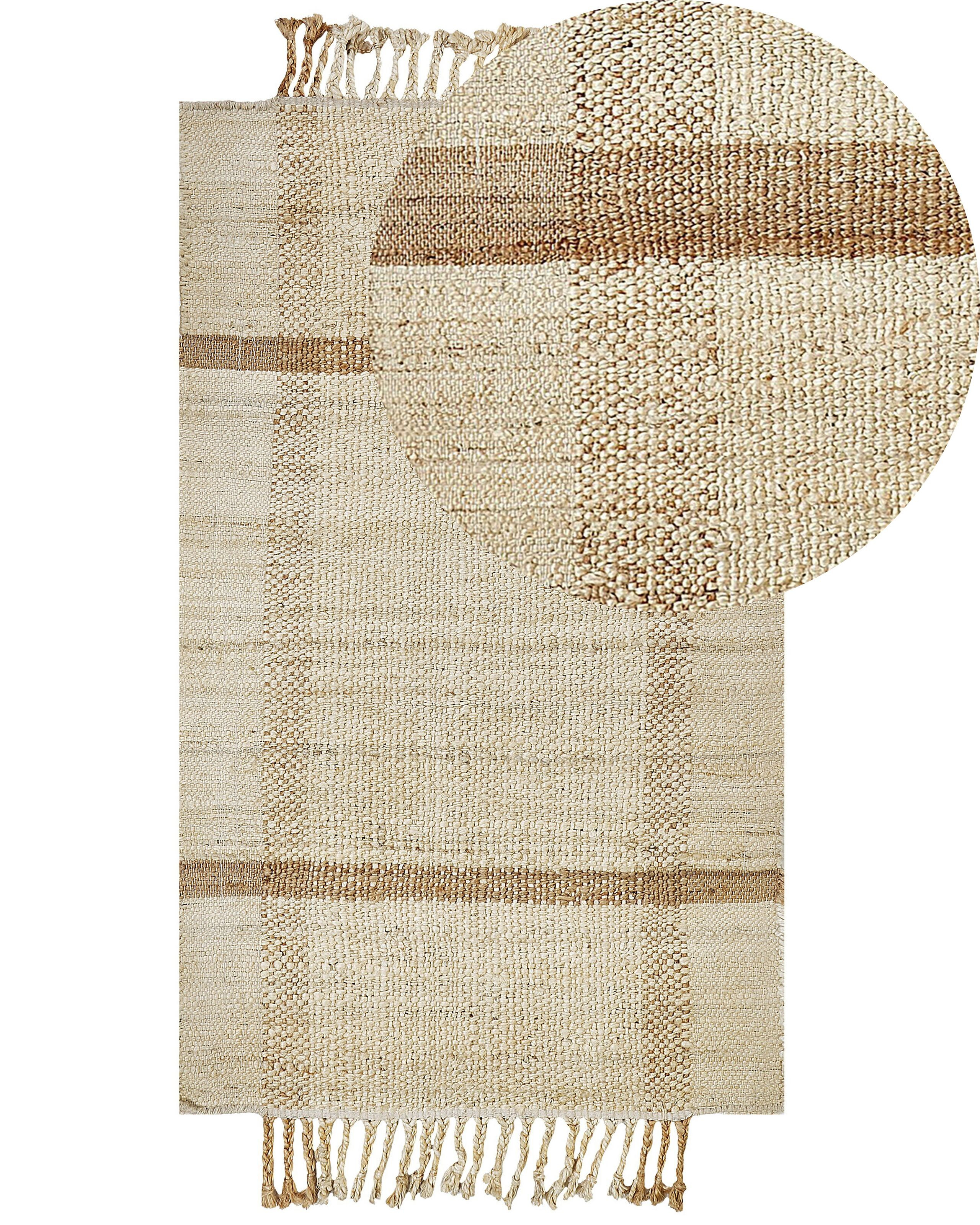 Dywan 80x150 cm z juty ręcznie pleciony beżowy