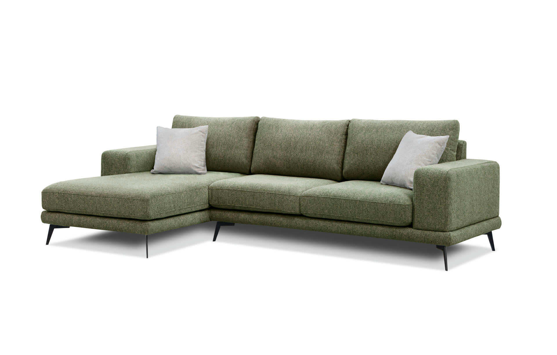MEDIOLANE - Canapé d'angle gauche 4 places tissu vert