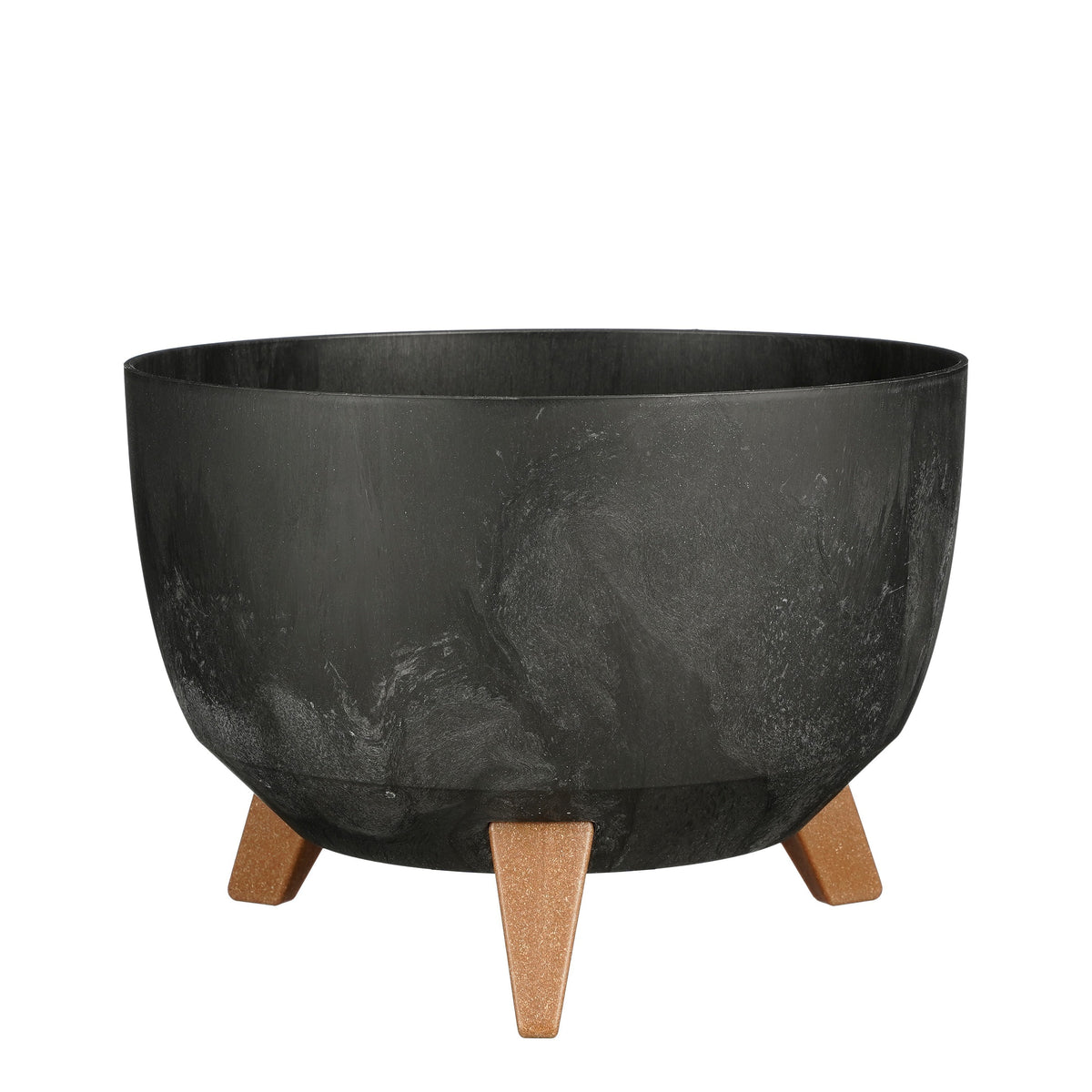 Mica Decorations Doppio Plantenbak op Poten - 18,5 x Ø33 cm - Plantenbakken voor Buiten - Bloembakken voor Balkon - Gerecycled Plastic - Zwart