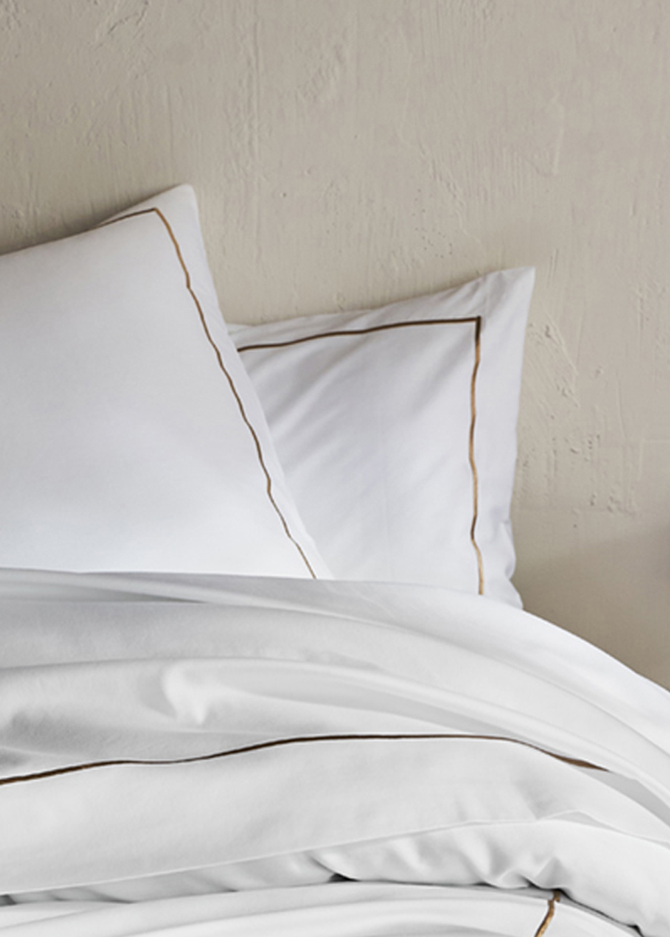 TAIE D'OREILLER SATIN BLANC/MORDORÉ