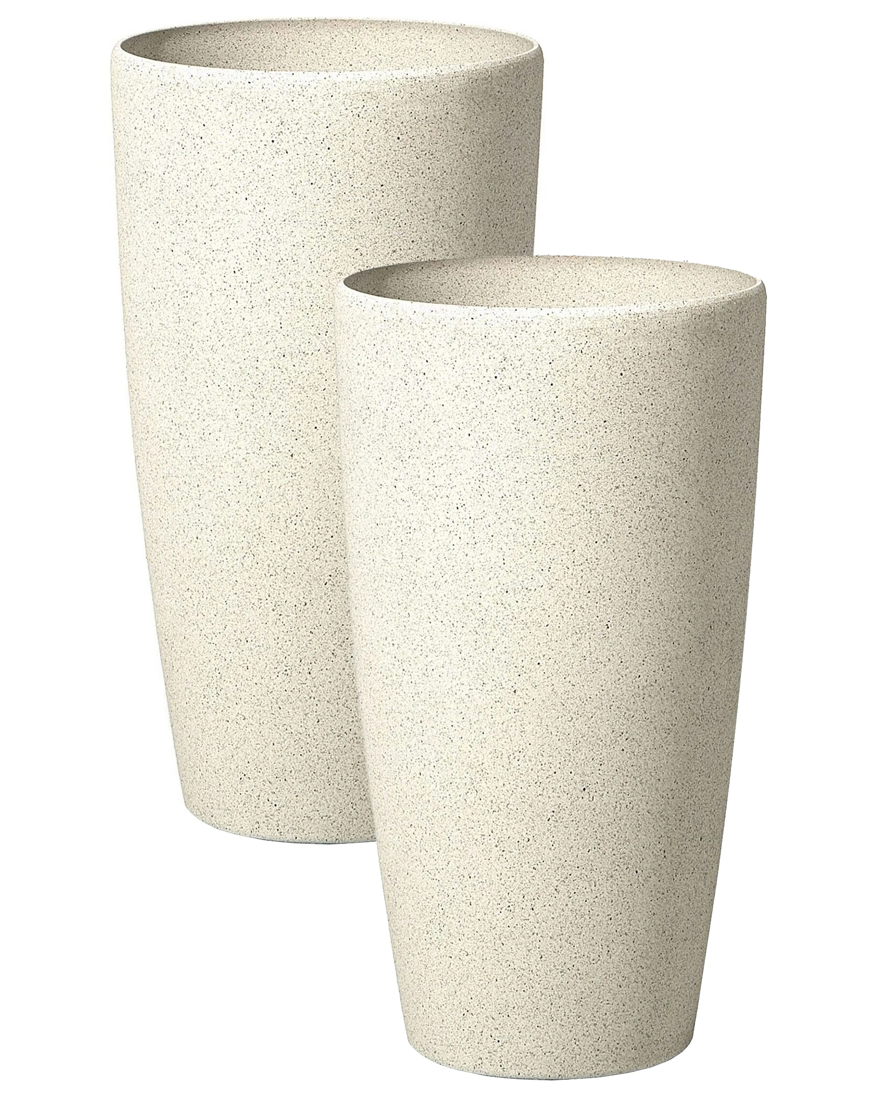 Set of 2 Plant Pots ABDERA 31 cm Light Beige