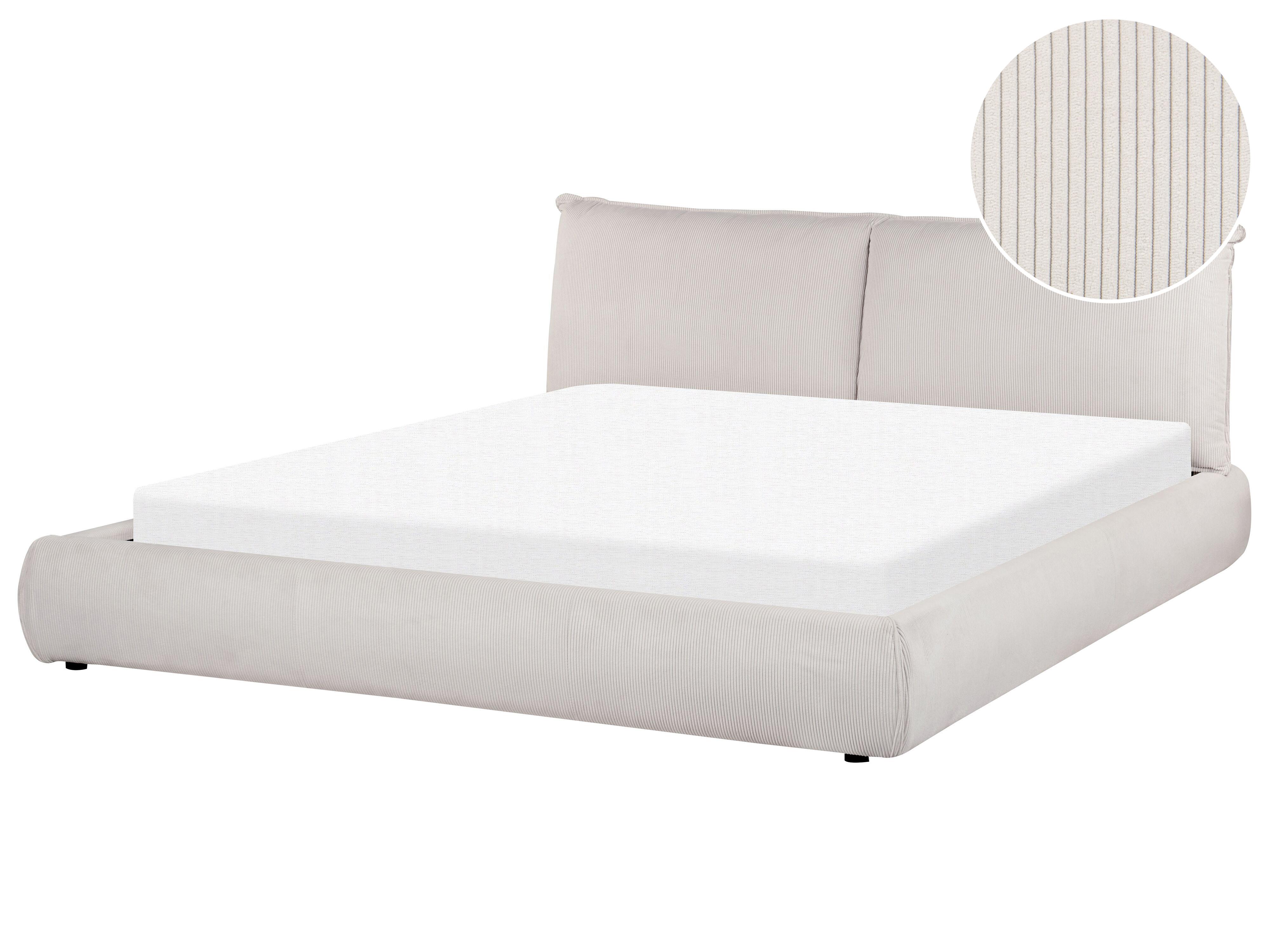 Bed Corduroy VINAY 180 x 200 cm (EU Super King) Light Beige