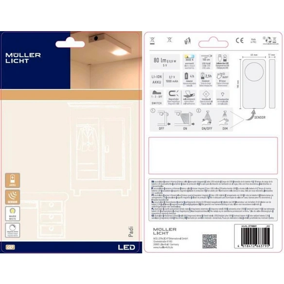 LED-Unterbauleuchte »Padi«, BxL: 6 x 18 cm, 0,9 W, inkl. Leuchtmittel