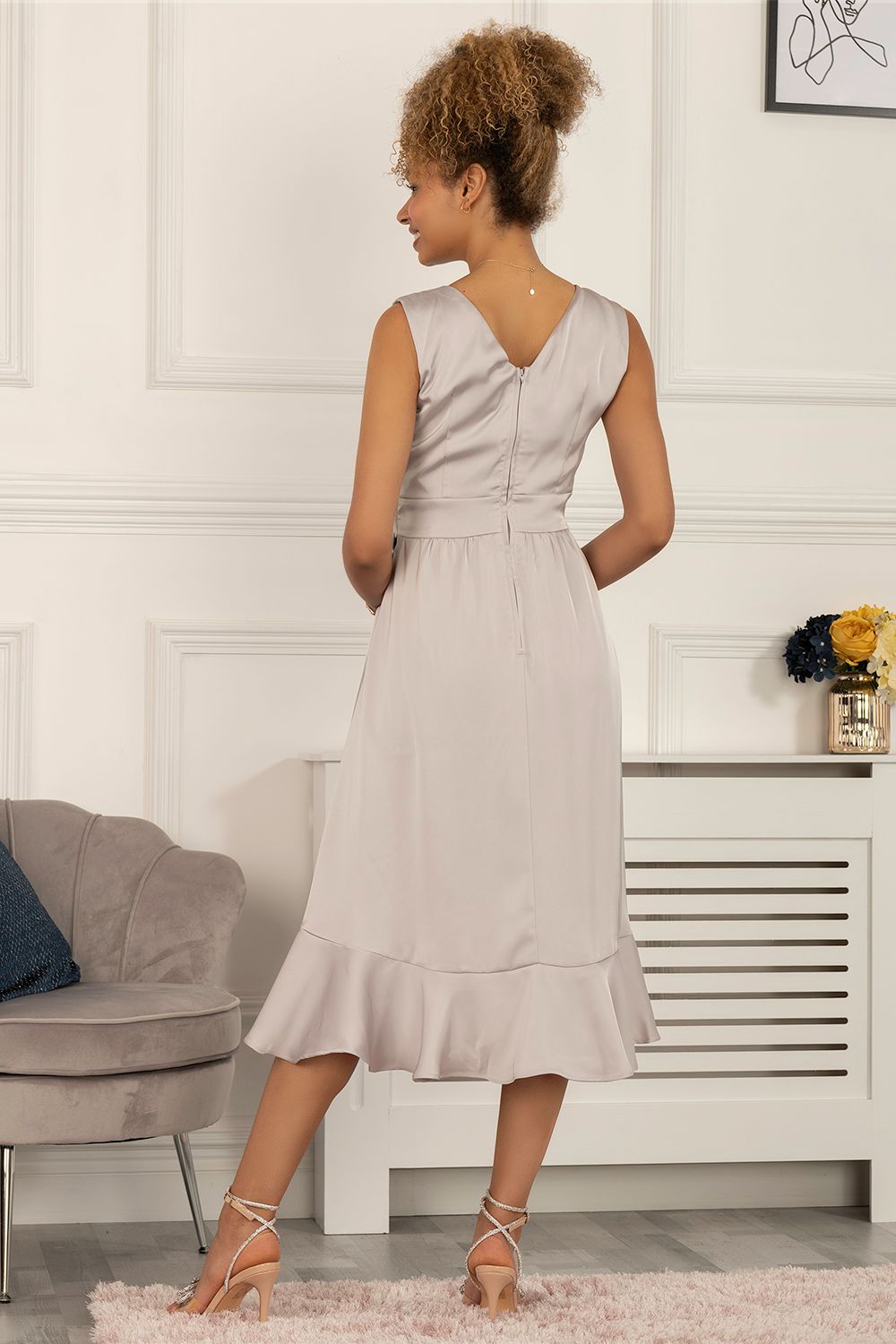 Jolie Moi Sherlyn Wrap Flounce Hem Dress