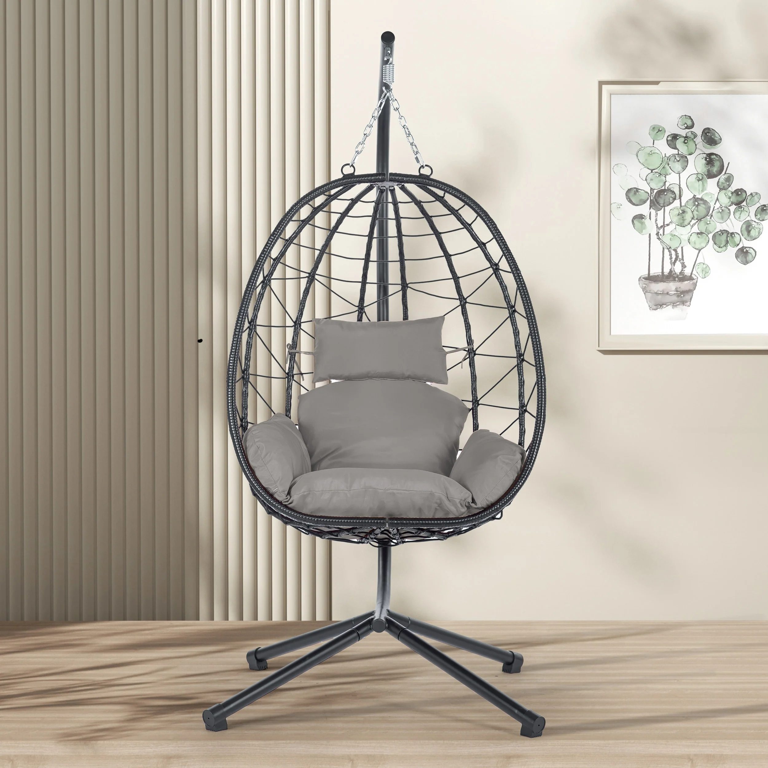 Indoor/ Outdoor Hanging Egg Chair with Stand