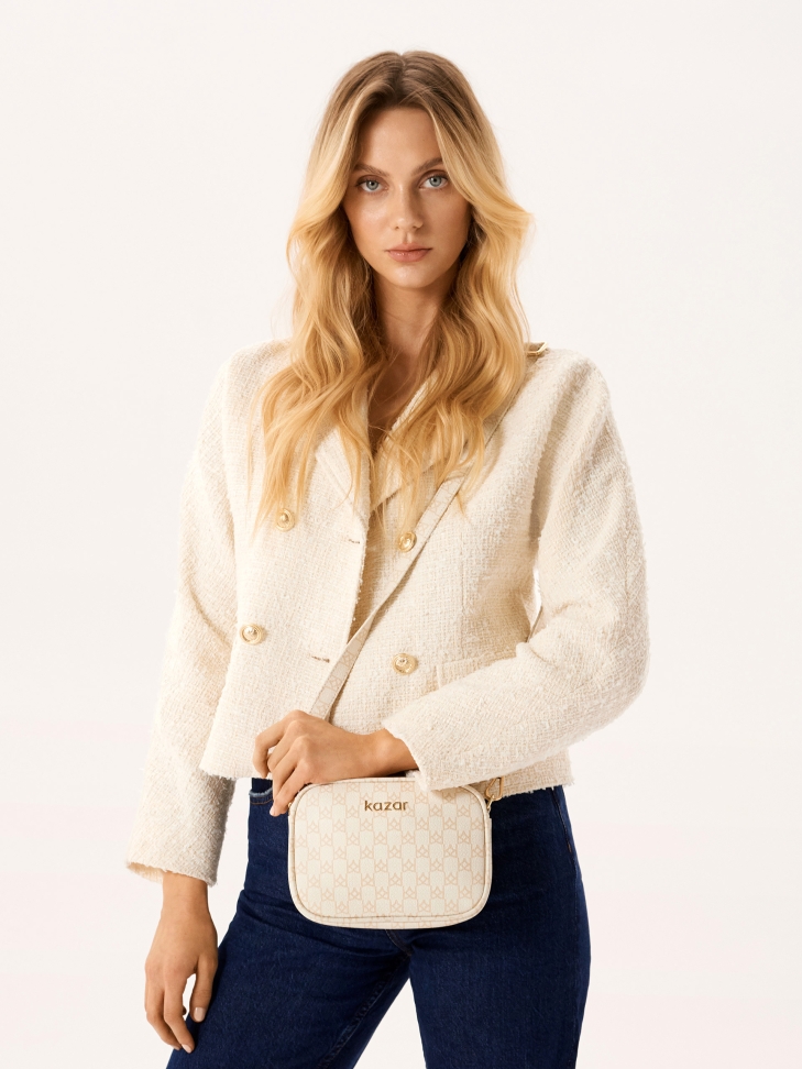 Printed logo leather bag