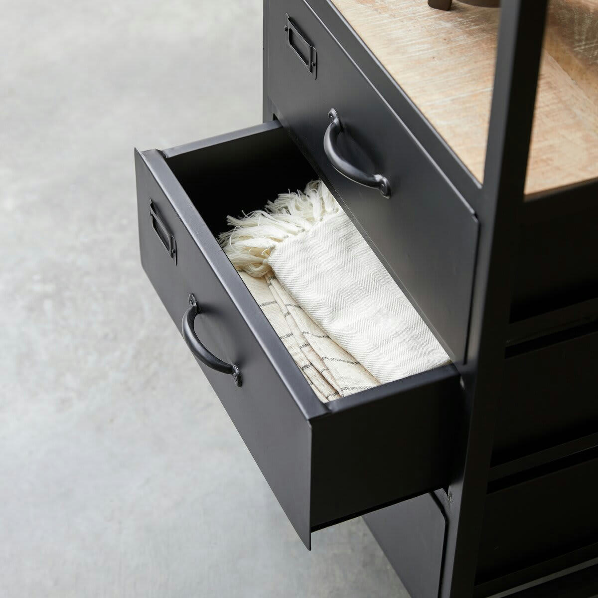 INDUSTRIEL - Colonne de salle de bain en manguier et métal