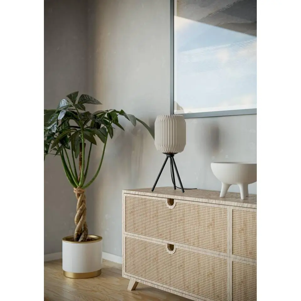 EGLO Belgrave Tafellamp - E27 - Papier/Staal - Zwart/Wit