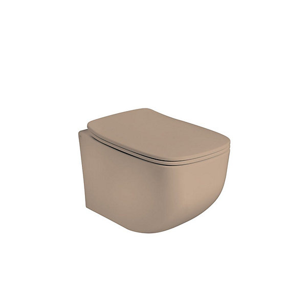 Paire De Bidet Et Wc Suspendus En Céramique Couleur Sable Mozart