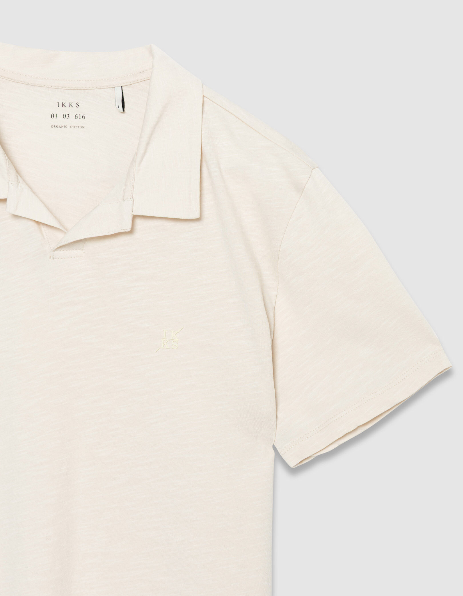 Polo manches courtes beige coton bio flammé Homme